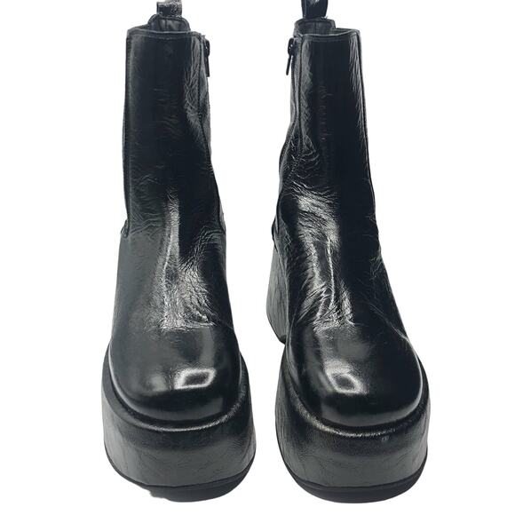 Free People Disco Days Platform Boot Black Crinkled Patent Black EU 41/US 11 NEW - Picture 5 of 12